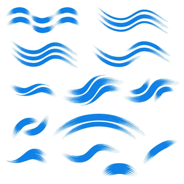 Ensemble Icônes Dessinées Main Illustration Vectorielle Icônes Vagues Bleues Dessinées — Image vectorielle