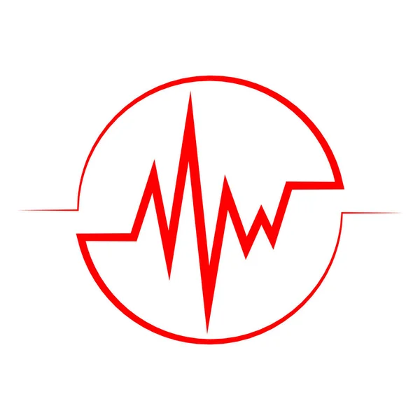 Ikona Czerwony Pulsujący Okrąg Ilustracja Wektorowa Pojęcie Medyczne Płaska Tętna — Wektor stockowy