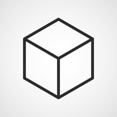 Küp doğrusal simgesini düz tasarım. Vektör çizim. 3D küp simgesini