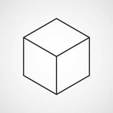 Küp doğrusal simgesini düz tasarım. Vektör çizim. 3D küp simgesini