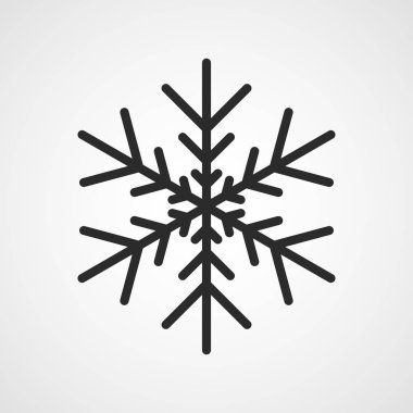 Kar tanesi simgesi düz tasarım. Vektör çizim. Gri kar tanesi sembolü