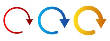 Renkli dairesel oklar kümesi. Vektör çizim. Yenileme veya işareti yeniden yükleme.