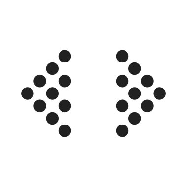 Siyah noktalı ok ayarlayın. Vektör çizim. Oklar sağ ve sol izole.