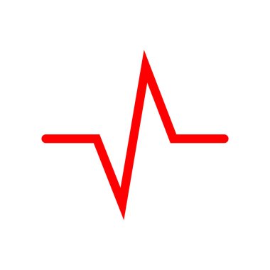 Kırmızı kalp atışı simgesi. Vektör çizim. Kalp atışı işaret düz tasarım. İzole kalp atışı.