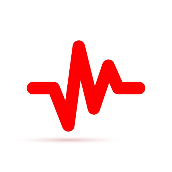 Ikona Červeného Srdce Vektorové Ilustrace Tep Plochý Design Prezenční Signál — Stockový vektor