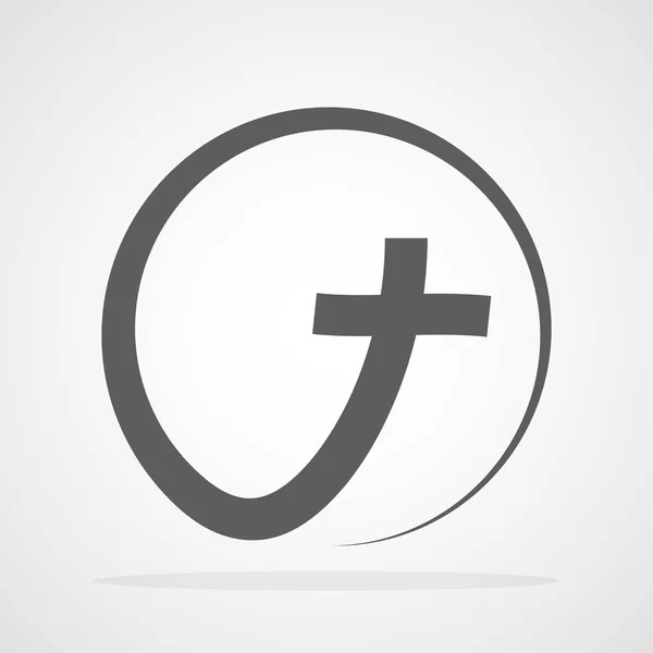 Icona Della Croce Cristiana Nel Cerchio Croce Cristiana Nera Segno — Vettoriale Stock