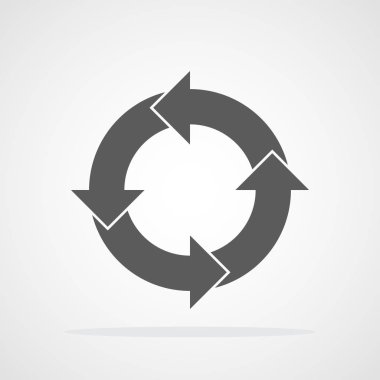 Geri dönüşüm düz ok. Vektör çizim. Yenileme veya izole daire ok yeniden yükleme.