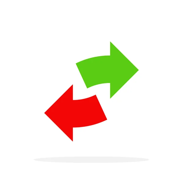 緑の矢印 赤い矢印左 ベクトルの図 色の矢印のアイコン セット — ストックベクタ