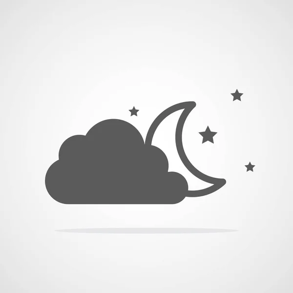 Luna Las Estrellas Detrás Una Nube Ilustración Vectorial Clima Gris — Archivo Imágenes Vectoriales