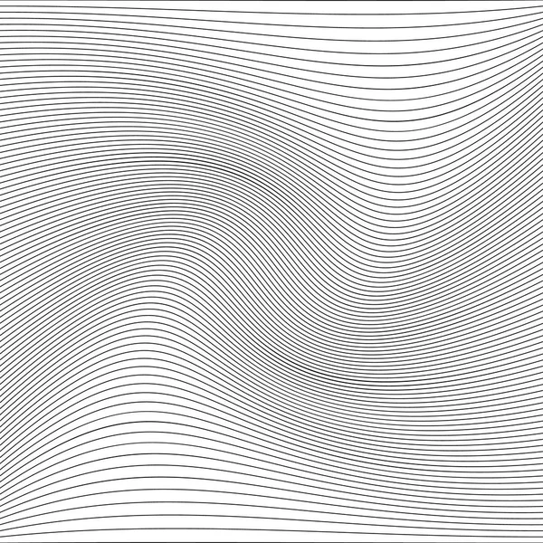 Pola Abstrak Dengan Garis Bergelombang Vektor Ilustrasi Latar Belakang Monokrom - Stok Vektor