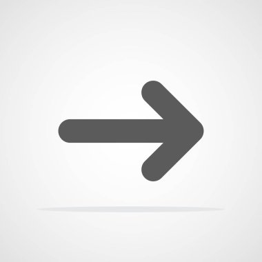 Düz stilde siyah ok simgesi. Vektör çizim. Ok sağa, izole ışık arka plan üzerinde.
