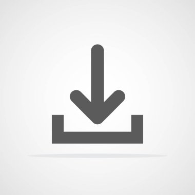 Düz stil gri Download simgesi. Vektör çizim. Açık renkli simge yüklemek.