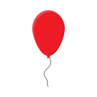 Kırmızı balon düz tasarım. Vektör çizim. Beyaz arka plan üzerinde izole şenlikli balon.