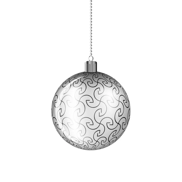 Gray Kerst Bal Vectorillustratie Hanging Christmas Bal Geïsoleerd — Stockvector