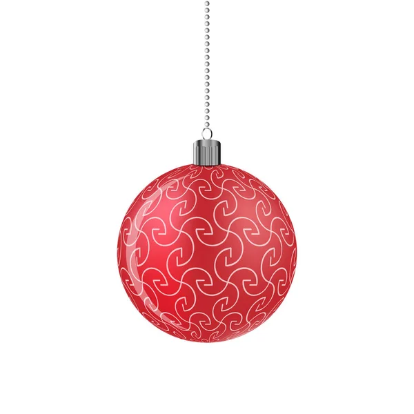 Boule Noël Rouge Illustration Vectorielle Balle Noël Suspendue Isolée — Image vectorielle