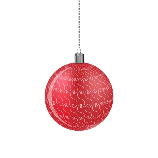 Красный Рождественский Мяч Векторная Иллюстрация Повешенный Рождественский Мяч — стоковый вектор
