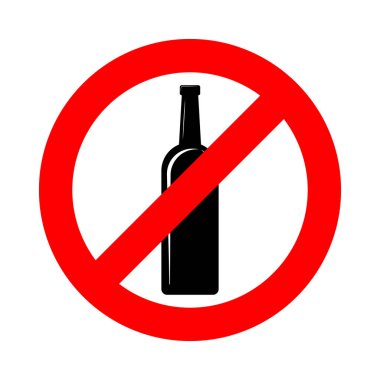 Alkol yok gibi. Vektör çizim. Alkol yasağı işareti. Alkol içki yok
