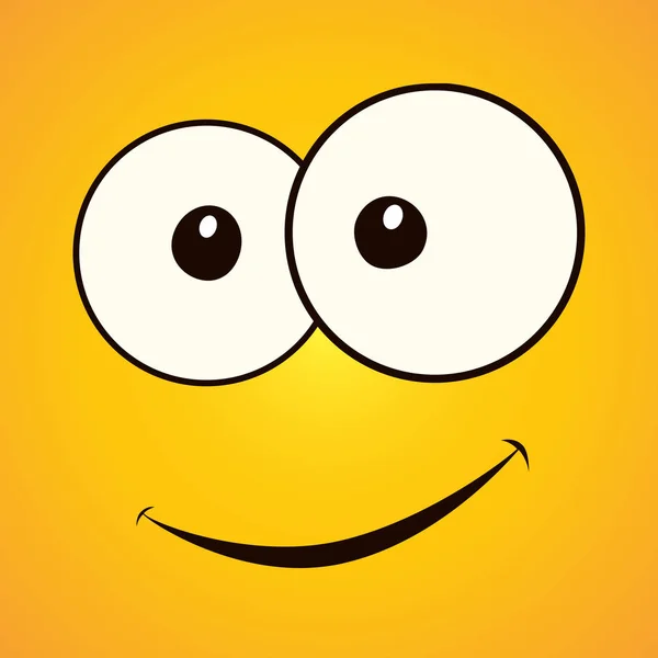 Cara Sorridente Ilustração Vetorial Cara Feliz Bonito Cartaz Sorriso Amarelo — Vetor de Stock