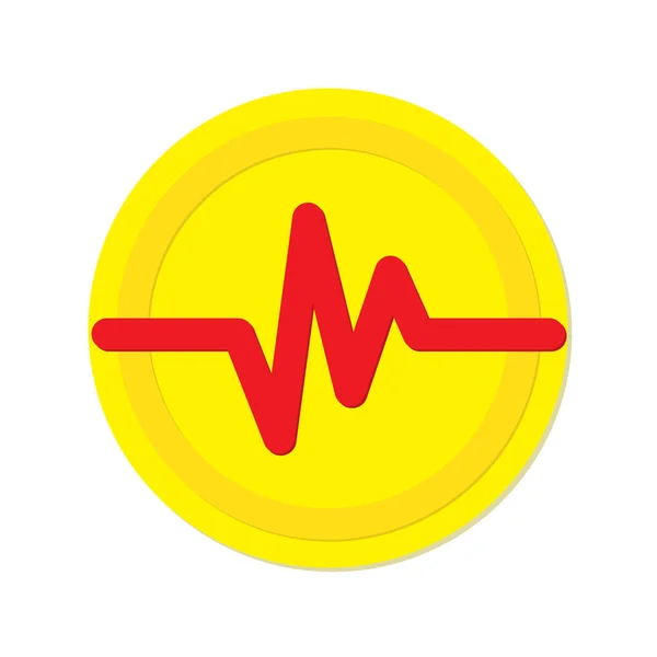 Red Heartbeat Icon Circle Vector Illustration Medical Concept Flat Design — Stock Vector