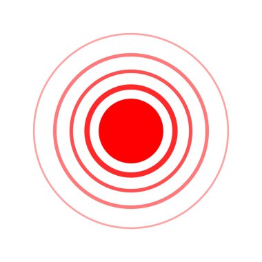 Daire simgesi. Vektör çizim. El simgeye dokunun. Kırmızı acı sembolü