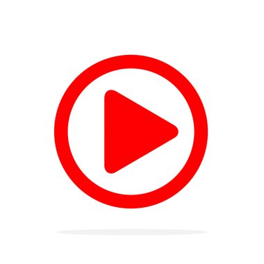 Düz stil simgesini kırmızı oynamak. Vektör çizim. Oyun düğme simgesi, izole