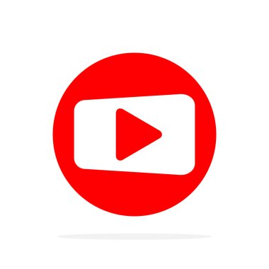 Düz stil simgesini kırmızı oynamak. Vektör çizim. Oyun düğme simgesi, izole