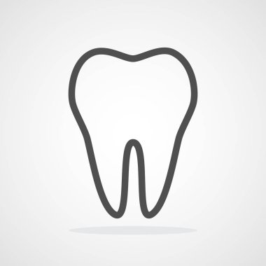 Düz stil diş simgesini. Vektör çizim. Gri diş kontur, izole.