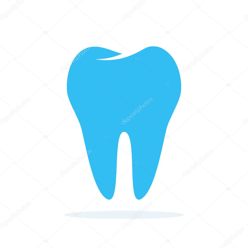 Tooth icon in flat style. Vector illustration. Blue Tooth icon isolated.