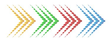 Yarım ton efektli renkli oklar. Vektör çizimi. Ok koleksiyonu izole edildi