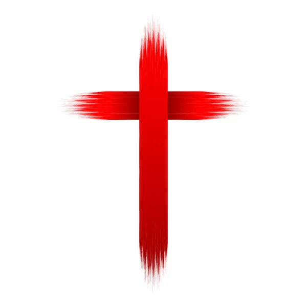 Röd Teckning Kristna Korset Doodle Tecknad Stil Vektorillustration Hand Dras — Stock vektor