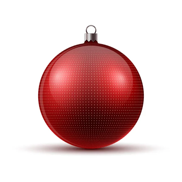 Red Christmas Bal Geïsoleerd Vectorillustratie Glanzende Realistische Kerst Bal — Stockvector