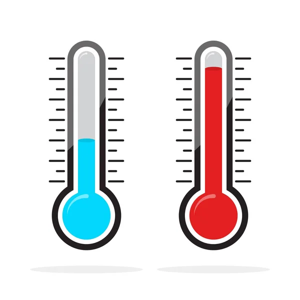 Pictogrammen Van Thermometers Met Verschillende Niveaus Vectorillustratie Blauw Rood Thermometer — Stockvector