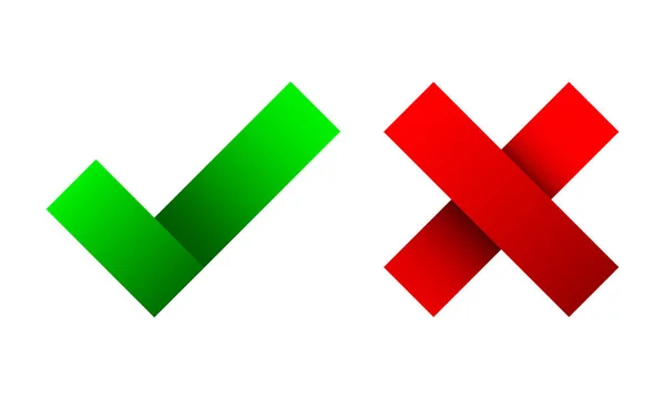 Sim Sem Marcas Verificação Ilustração Vetorial Marcas Verificação Vermelhas Verdes — Vetor de Stock