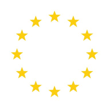 İzole AB yıldız çelenk. Vektör çizim. Altın yıldız veya AB bayrağı çemberi