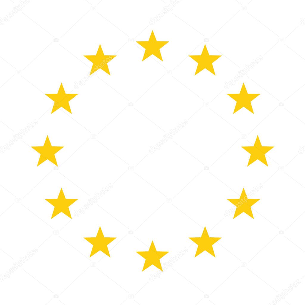 The wreath of stars of EU isolated. Vector illustration. Circle of gold stars or EU flag