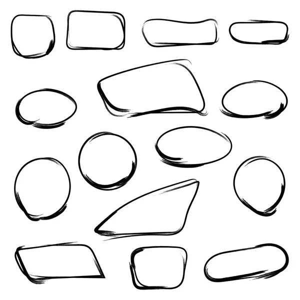 Cadre Dessiné Main Illustration Vectorielle Ensemble Cadres Noirs Isolés — Image vectorielle