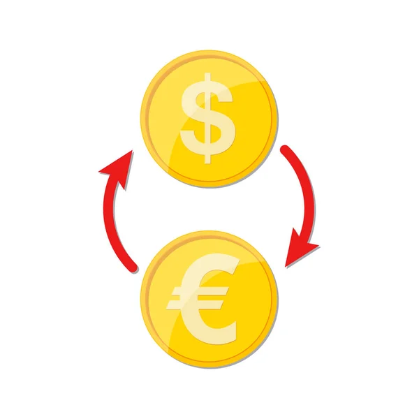 Munt Uitwisseling Pictogram Vlakke Stijl Vectorillustratie Exchange Geld Pictogram Geïsoleerd — Stockvector