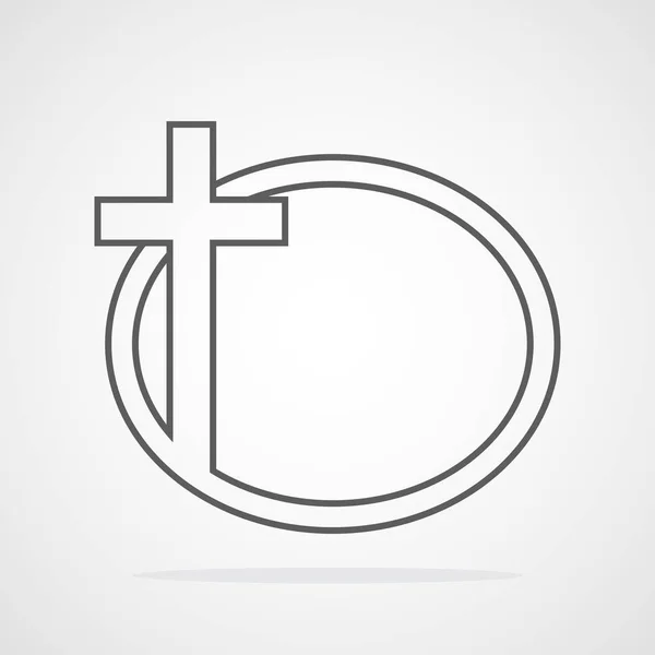 Christian Cross Icon Circle Black Christian Cross Sign Isolated White — Stock Vector
