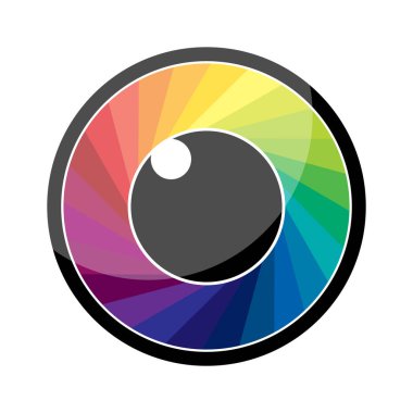 Göz simgesini düz tasarım. Vektör çizim. Optik teknoloji kavramı.