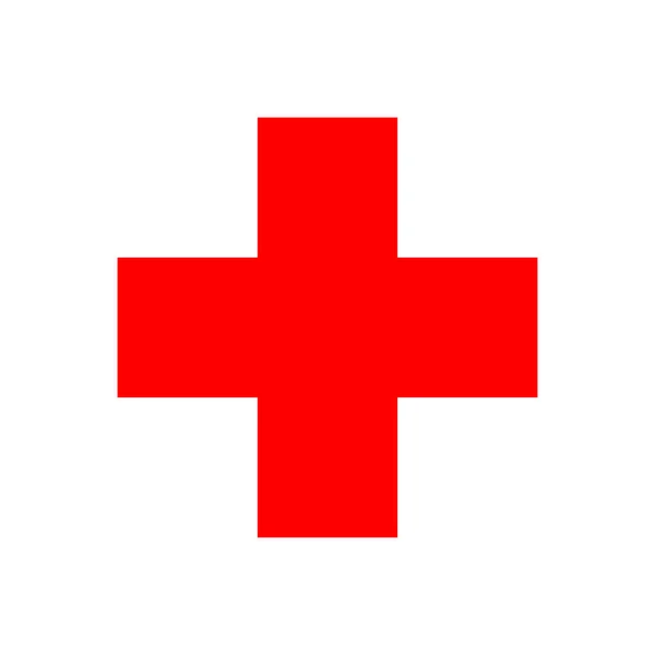 Medicinsk Cross Platt Stil Vektorillustration Röd Medicinsk Symbol Isolerade — Stock vektor