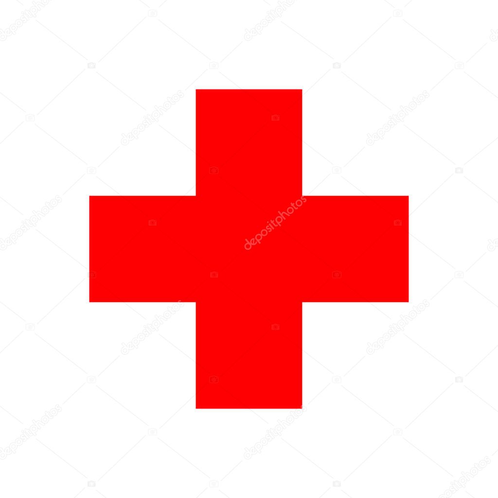 Medical cross in flat style. Vector illustration. Red Medical symbol isolated