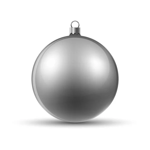 Серый Рождественский Бал Изолирован Векторная Иллюстрация Глянцевый Реалистичный Рождественский Мяч — стоковый вектор
