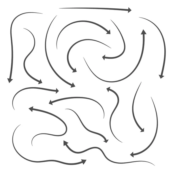 一组手绘箭头 矢量插图 孤立箭的剪影 — 图库矢量图片