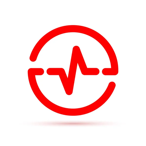 Red Heartbeat Icon Circle Vector Illustration Medical Concept Flat Design — Stock Vector