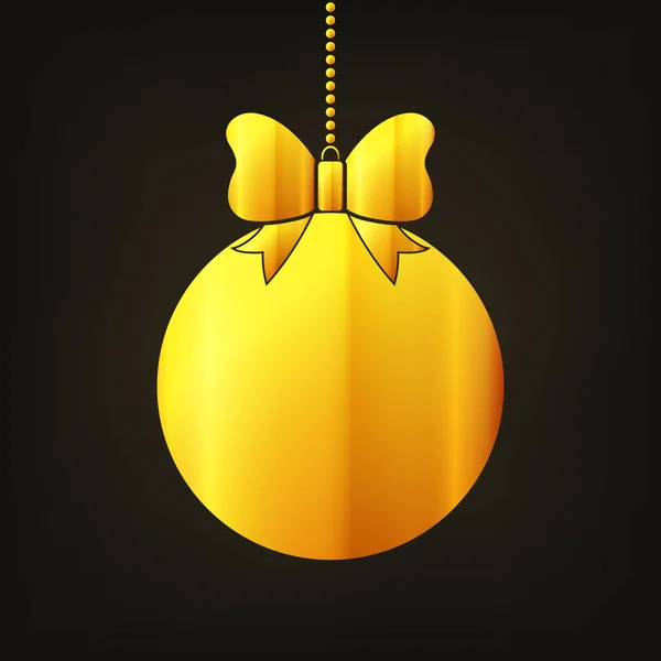 Ícone Bola Natal Dourado Com Arco Ilustração Vetorial Bola Natal —  Vetores de Stock