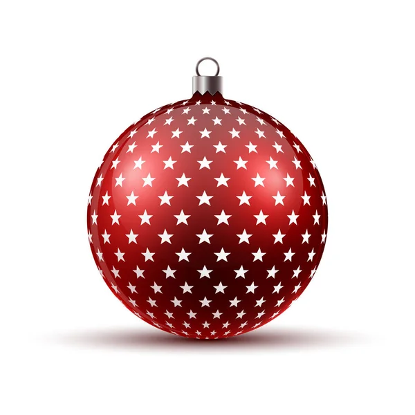 Red Christmas Bal Geïsoleerd Vectorillustratie Glanzende Realistische Kerst Bal — Stockvector