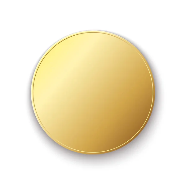 Placa Círculo Dorado Ilustración Vectorial Medalla Redonda Metal Dorado Aislada — Vector de stock
