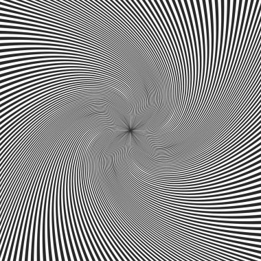 Siyah ve beyaz girdap arka plan. Vektör çizim. Soyut dönen radyal desen