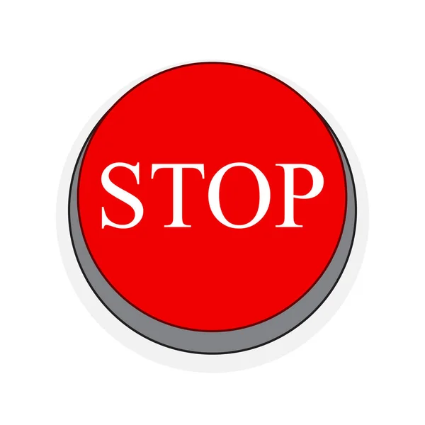 Zatrzymaj Się Płaski Ilustracja Wektorowa Przycisk Stop Czerwony Białym Tle — Wektor stockowy