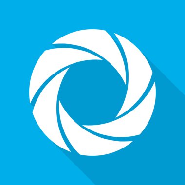 Odak simgesi. Vektör çizim. Diyafram diyafram simgesi. İzole kamera simgesi